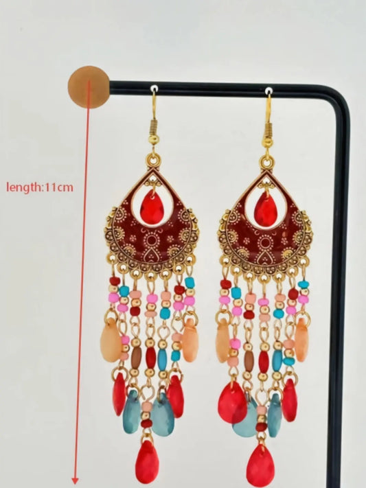 6 Pcs Boho Fringe Dangle Earrings Set, Ethnic Style Vintage Multicolor Drop Earrings for Women, Summer Jewelry