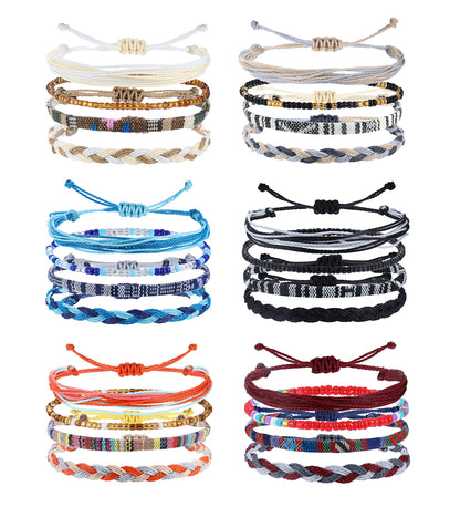 Florideco 24 Pcs Boho Surfer Bracelet Anklet Adjustable Beaded Anklets Handmade Braided Bracelet Colorful Anklet Summer String Rope Ankle Bracelets Waterproof Surfer Beach Bracelet Boho Jewelry for Women Men