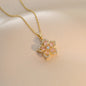 Women's Rotatable Crystal Gold Flower Pendant Choker - Adjustable Redbud Blossom Fidget Jewelry, Dainty Flower Motif Necklaces, Accessories for Women, Crystal Necklaces