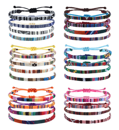 Florideco 24 Pcs Boho Surfer Bracelet Anklet Adjustable Beaded Anklets Handmade Braided Bracelet Colorful Anklet Summer String Rope Ankle Bracelets Waterproof Surfer Beach Bracelet Boho Jewelry for Women Men