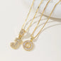 Women's Full diamond Rock sugar 26 letters Pendant Necklace Set Copper with zircon and gold plating Gold‑plated Round shape Flowers Fashion Accessories Layered Jewelry Set