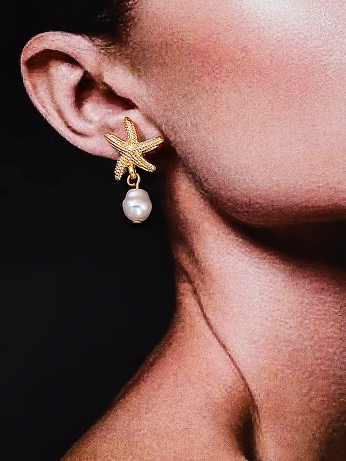 Starfish & Faux Pearl Decor Dangle Earrings, Stylish Jewelry for Women, Trendy All-match & Exquisite Jewelry for Birthday Gift, Trendy Fashionable Accessories, Beachy Earrings, Earrings Dangling