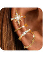 Ear Cuffs Non-Piercing Artificial Zircon Earrings for Women Non Pierced Earrings Cute Small Clip-On Cartilage Earring Gold Plated Dainty Fake Piercings Earings Earrings Set Ear Accessories