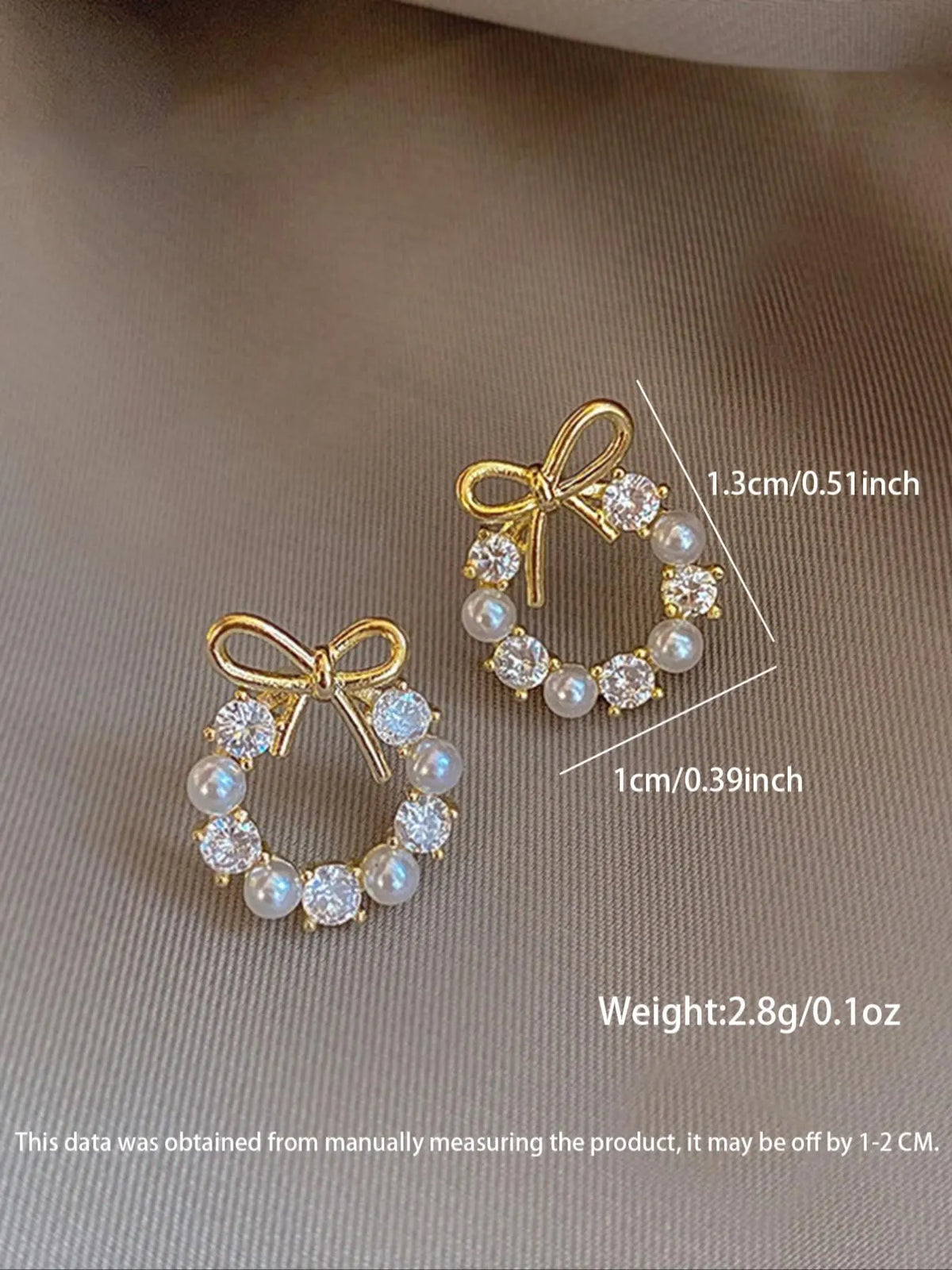 Faux Pearl & Rhinestone Decorated Bow Design Stud Earrings (1 Pair), High Quality Earrings, Elegant Cute Jewelry for Party, Daily Clothing Decor for Girl, Trendy All-match & Exquisite Jewelry for Birthday Gift, Zircon Stud Earrings