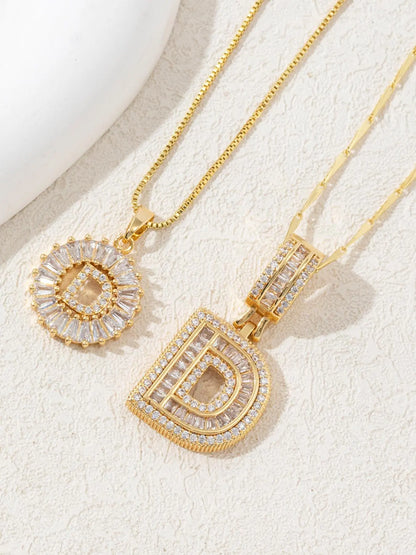 Letter Chain Necklace Set for Women, 26 Pendants with Zirconia Round Floral Design, Sister Matching Gift, Daily Wear Fashion Accessory, Casual Style Necklaces