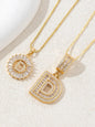 Letter Chain Necklace Set for Women, 26 Pendants with Zirconia Round Floral Design, Sister Matching Gift, Daily Wear Fashion Accessory, Casual Style Necklaces