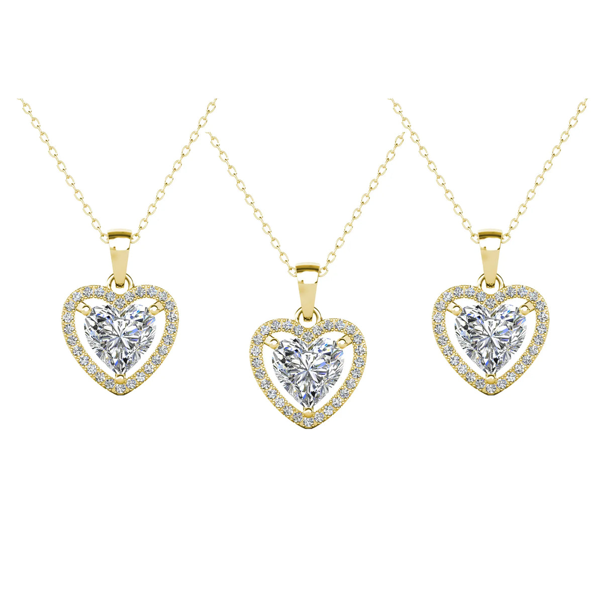 Amora 18k White Gold Plated Halo Heart Shaped Necklace for Women - Simulated Diamond Crystal Pendant, 16-18in Cable Chain, Hypoallergenic Lead & Nickel Free, Luxury Gift Box, Daily Wear Jewelry for Women, GF Gift for Girlfriend