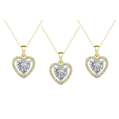 Amora 18k White Gold Plated Halo Heart Shaped Necklace for Women - Simulated Diamond Crystal Pendant, 16-18in Cable Chain, Hypoallergenic Lead & Nickel Free, Luxury Gift Box, Daily Wear Jewelry for Women, GF Gift for Girlfriend