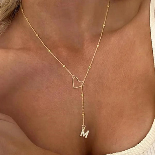 Women's Personalized Letter Y Pendant Necklace, Fashionable and Exquisite Cubic Zirconia Heart-Shaped Initial Necklace, Gift Necklace for Women for Christmas Anniversary