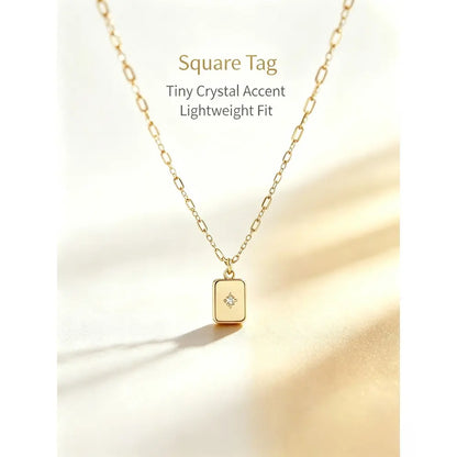 Women's 3-Piece Grid Paperclip Box Chain Necklaces Set for Leisure Indoor Recreation - Minimalist Rectangle Pendant with Sparkling Star Artificial Zircon, Layering Ready, Comfortable Fit, Daily Wear Jewelry