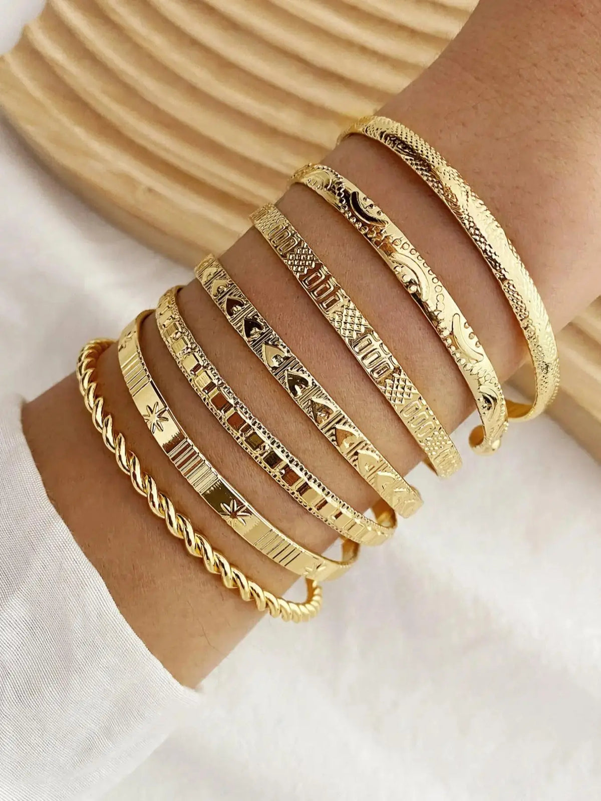 Star Design Bangle, Fashionable Chunky Bangles Jewelry for Women & Girls, Stacked Design Bracelets, Trendy All-match & Exquisite Jewelry for Birthday Gift, Alloy Chain Bracelet, Chunky Stackable Bracelets