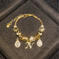 Women's Gold-Tone Mixed Charm Beaded Bracelet - A-Z Initial Letters Available, Fashion Costume Jewelry Gift
