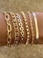Women's Vintage Cuban Chain Bracelet Set, Stackable Bracelets, Metal Hand Jewelry Gift, Fashionable & Elegant Design, Perfect for Daily Wear & Special Occasions, Link Bracelets, Stacked Bracelets