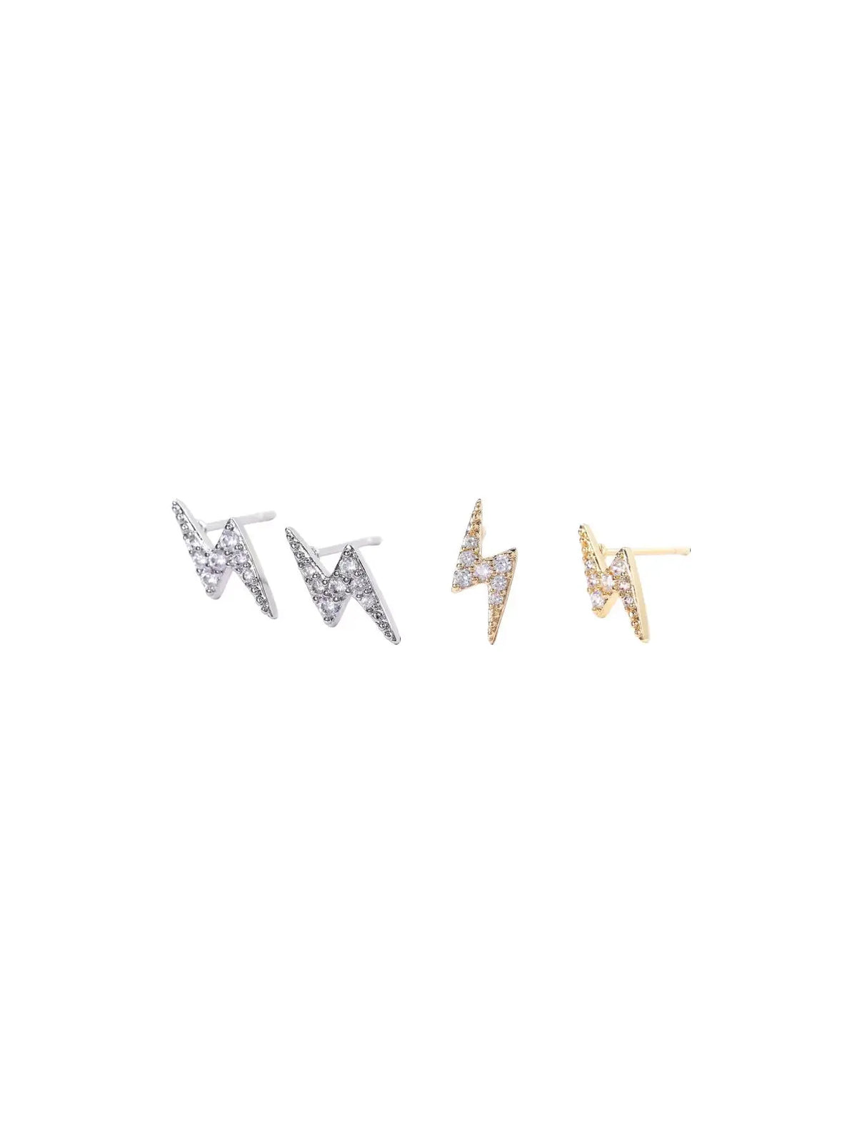 Lightning Design Rhinestone Decor Stud Earrings, Cute Earrings for Women, Fashion Jewelry for Party, Daily Clothing Decor for Girl, Ear Studs