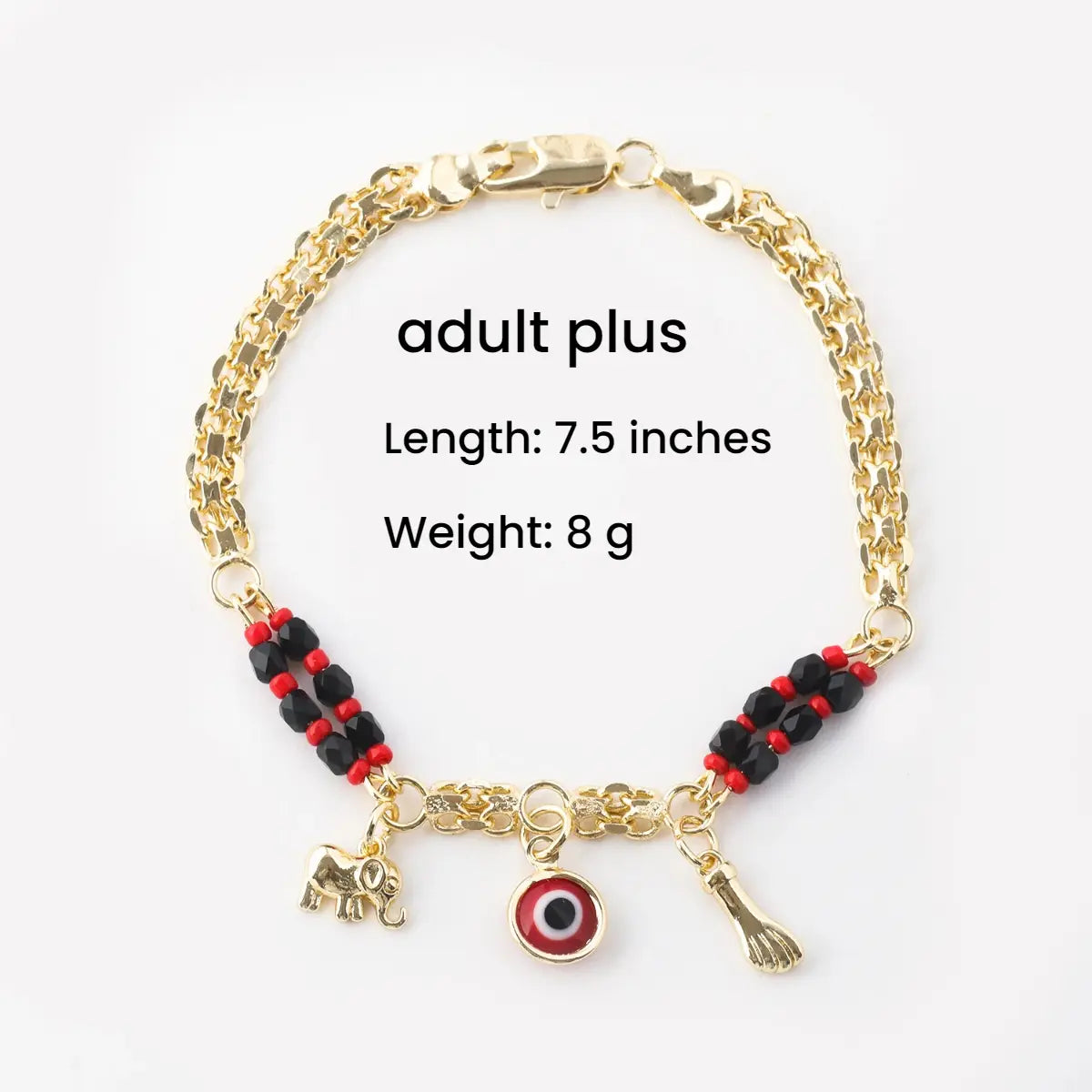Trendytry 14K Real Gold Plated Elephant Evil Eye Bracelet - Adjustable Hypoallergenic Bohemian Guardian Gold Bracelets for Women, Animal Shaped Collectible Jewelry Charms, Arm Candy Accessories Adults