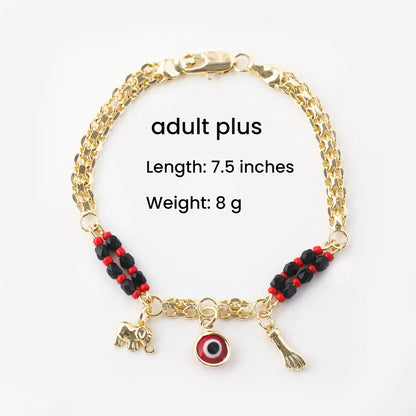 Trendytry 14K Real Gold Plated Elephant Evil Eye Bracelet - Adjustable Hypoallergenic Bohemian Guardian Gold Bracelets for Women, Animal Shaped Collectible Jewelry Charms, Arm Candy Accessories Adults