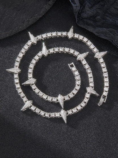 1PC Cool rock Rhinestone Luminous Spiked Black Panther tennis necklace Bling Chain High End Necklace for men and women for party accessories Goddess Necklace Jewelry Necklace Exquisite Jewelry Gift Fashion Accessory Necklace