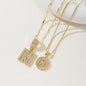 Women's Full diamond Rock sugar 26 letters Pendant Necklace Set Copper with zircon and gold plating Gold‑plated Round shape Flowers Fashion Accessories Layered Jewelry Set