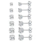 MDFUN 6MM Round Cubic Zirconia Stud Earrings Set - 4-Prong Setting, Brass Plated, Hypoallergenic, Butterfly Back Hold, Classic Minimalist All Seasons Jewelry for Men/Women, Ideal for Anniversaries/Birthday