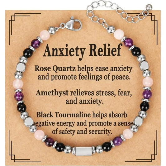 Women's Natural Amethyst Beads Healing Crystal Bracelet - Triple Stone Mix Natural Stones, Adjustable (6.5+1.8 in), Skin-Safe Metals, 1-Piece Unique Jewelry, Gift-Ready Charm, Daily Wear Fashion Accessory