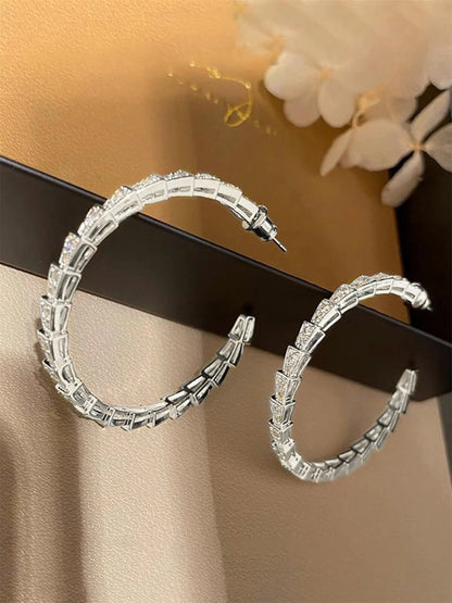 Fashionable Artificial Sparkling Zircon Decorated Hoop Earrings, Elegant Jewelry for Party, Daily Clothing Decor, Trendy All-match & Exquisite Jewelry for Birthday Gift, Stylish Jewelry High Quality Earrings