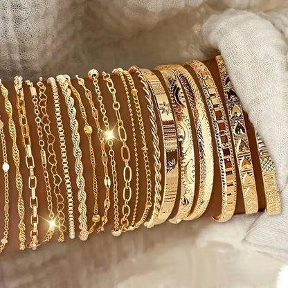 Women's Vintage Geometric Stacking Bracelets Unisex Jewelry - 5/11/18 Pcs, 11pcs Mix with Braided Pearls, Crystal Beaded Bracelet, Multi-Layered Zinc Alloy Accessories for Daily Casual Wear