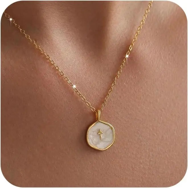 Tewiky 14K Gold Plated Cross Necklace for Women - Dainty Simple Gold Plated Cross Pendant, Elegant & Hypoallergenic Brass Jewelry for Mother's Day Gifts