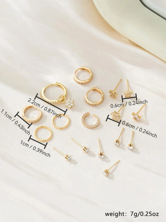 Flower & Leaf Design Earrings Set, Fashionable Earrings for Women & Girls, Casual Jewelry for Party, Daily Clothing Decor, Trendy All-match & Exquisite Jewelry for Birthday Gift, Stud Earring Jewelry, Fashionable Jewelry Accessories