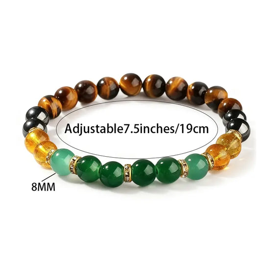 Exquisite Boho Stackable Crystal Bracelets for Adults - Tiger Eye, Obsidian, Hematite Beads, Protection, Money Attraction, Anxiety Relief, Strength - Unisex Minimalist Jewelry for Women, Unique Gifts for Man, Mens Gifts for Daily Wear