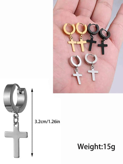 Fashion Cross Dangle Earrings for Women & Girls, New Fashion Punk Earrings for Party, Daily Clothing Decor, Trendy All-match & Exquisite Jewelry for Birthday Gift, Punk Style Earrings, Dangling Earrings, Earrings Set
