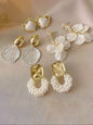 Vintage Round Faux Pearl Shell Drop Heart Shape Earrings, 4 Pairs/set, Earring Pack, Earring Stacking Set, French Style Design, Ideal for Everyday & Special Occasions, Versatile Accessory, Exquisite Jewelry Gift, Earring Stacks