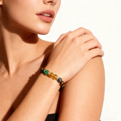 Exquisite Boho Stackable Crystal Bracelets for Adults - Tiger Eye, Obsidian, Hematite Beads, Protection, Money Attraction, Anxiety Relief, Strength - Unisex Minimalist Jewelry for Women, Unique Gifts for Man, Mens Gifts for Daily Wear