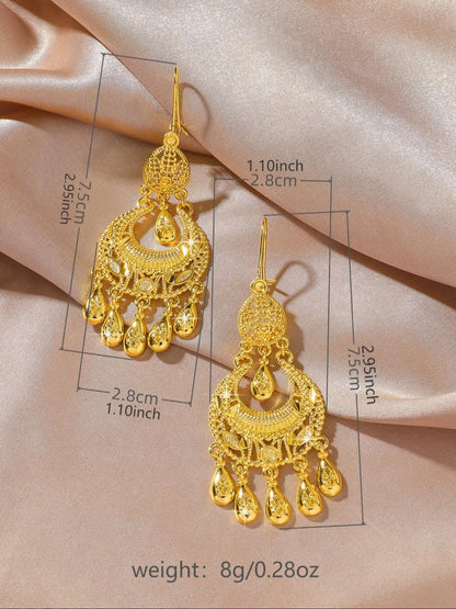 New Chinese retro palace style golden water droplet tassel long earrings Statement Earrings, Trendy Jewelry, Stylish Jewelry, perfect gift for girlfriends and girlfriends, women's light luxury daily accessories jewelry, Trendy Fashionable Accessories