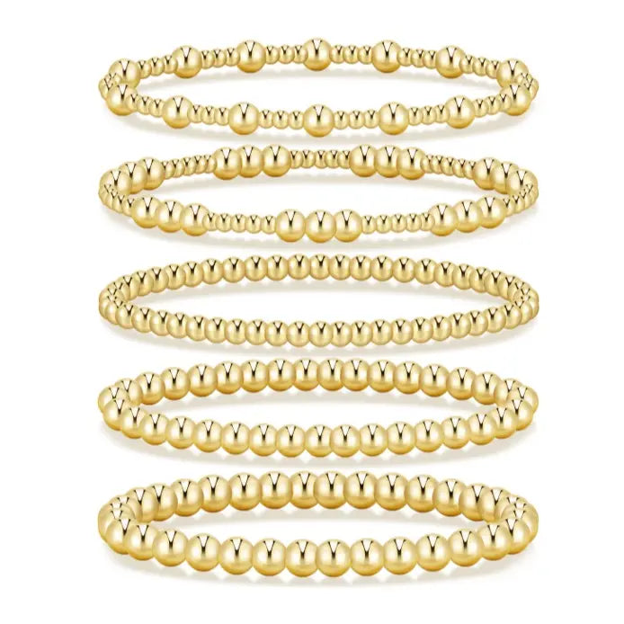 17KM Women's Gold Plated Beaded Bracelet - Adjustable, Waterproof Costume Jewelry, Everyday Wear Bracelet Stacks, Ideal Gifts for Sohochic Casual Accessory Enthusiasts