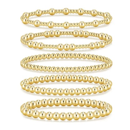 17KM Women's Gold Plated Beaded Bracelet - Adjustable, Waterproof Costume Jewelry, Everyday Wear Bracelet Stacks, Ideal Gifts for Sohochic Casual Accessory Enthusiasts