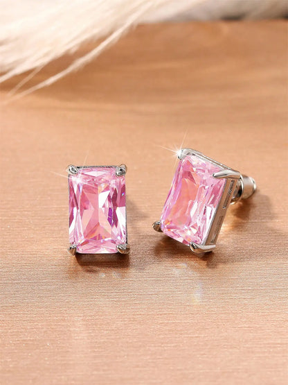 1 Pair Romantic Cubic Zirconia Stud Earrings With Zirconia For Women For Party Engagement Anniversary Jewelry Valentine's Day Gift Bride Earrings