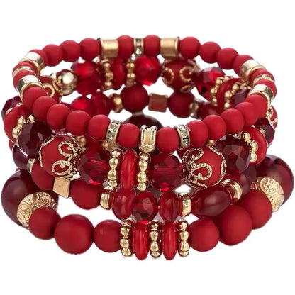 Women Beaded Bracelet Set| Colorful Boho Stackable Trendy Design with Crystal Accents Multilayer Bangle Bracelet| Fashion Stretch Braclets Jewelry for Women