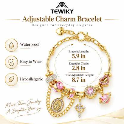 Tewiky Gold & Silver Aurora Multi Element Snake Chain Bracelet for Women, Two Tone Dainty Detachable Charm Bracelet, DIY Freely Mix & Match, Trendy Daily Jewelry Gift for Mother's Day | tiktokshopspringglowup