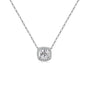 Women's Princess Cut Pendant Necklace - Delicate Heart-Round Cluster Halo Chain, Minimalist Aesthetic Solitaire Jewelry, Casual Outfits Women Accessory, Trendy Birthday Christmas Gift