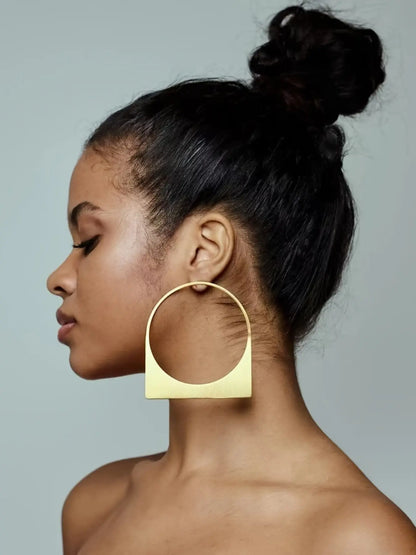 Fashionable Geometric Hollow Out Round Metal Large Hoops Shape Earrings for Women, Simple Party Club Personality Versatile Earrings Ear Hoops, Fashion Jewelry Party