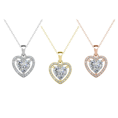 Amora 18k White Gold Plated Halo Heart Shaped Necklace for Women - Simulated Diamond Crystal Pendant, 16-18in Cable Chain, Hypoallergenic Lead & Nickel Free, Luxury Gift Box, Daily Wear Jewelry for Women, GF Gift for Girlfriend