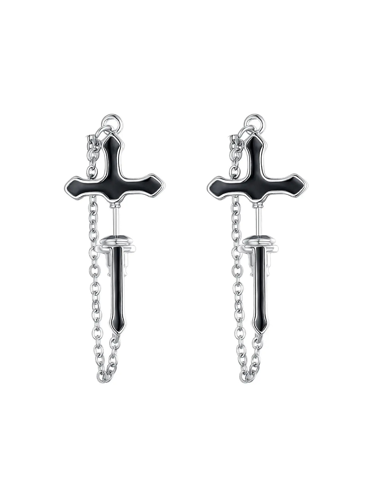 Cross Design Chain Dangle Statement Earrings, Fashionable Jewelry for Women & Men, Trendy All-match & Exquisite Jewelry for Birthday Gift