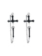 Cross Design Chain Dangle Statement Earrings, Fashionable Jewelry for Women & Men, Trendy All-match & Exquisite Jewelry for Birthday Gift