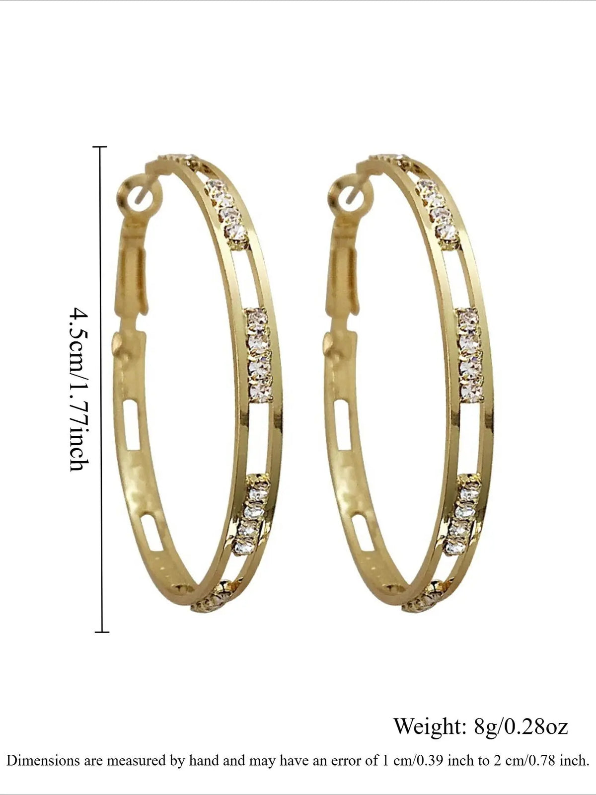 Women's Rhinestone Hoop Earrings, Fashionable Hoop Earrings, Elegant Hollow Out Design, Perfect for Daily Wear, Parties & Vacations, Fashionable Jewelry, Earrings Hoops