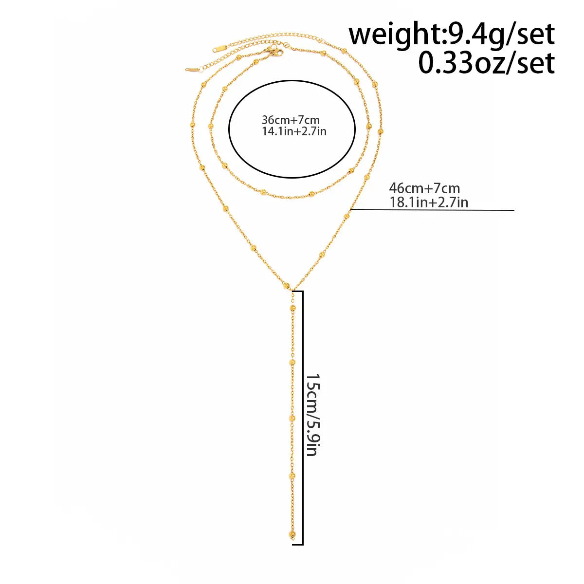 18K Gold Plated/Silver Lariat Necklace for Women, 2Pcs Dainty Long Necklace Multi-layer Y-Shaped Pendant Stackable Necklaces Trendy Layered Beaded Chain Minimalist Daily Wear Jewelry