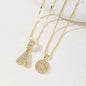 Women's Full diamond Rock sugar 26 letters Pendant Necklace Set Copper with zircon and gold plating Gold‑plated Round shape Flowers Fashion Accessories Layered Jewelry Set
