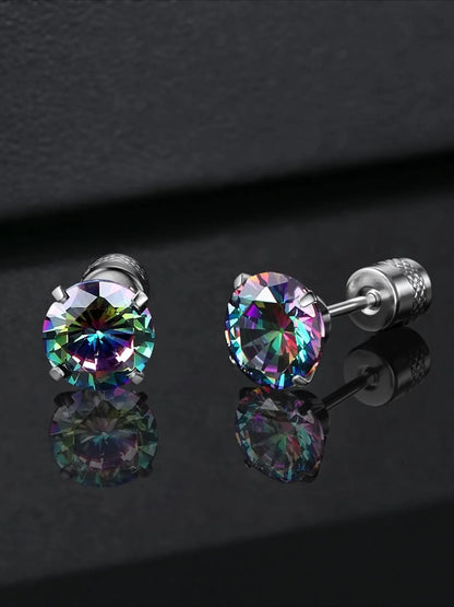 Hypoallergenic G23 Titanium Screw Back Earrings, 20g Pure Titanium Posts, 5a Cz Studs for Sensitive Ears, Sparkling Zirconia, Cubic Zirconia, Unisex Casual Trendy Jewelry, Hypoallergenic Lightweight Earrings, Shining Earrings, High Quality Earrings