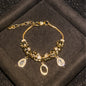 Women's Gold-Tone Mixed Charm Beaded Bracelet - A-Z Initial Letters Available, Fashion Costume Jewelry Gift