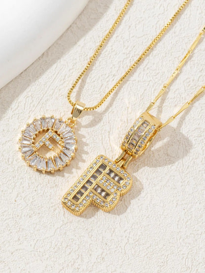 Letter Chain Necklace Set for Women, 26 Pendants with Zirconia Round Floral Design, Sister Matching Gift, Daily Wear Fashion Accessory, Casual Style Necklaces