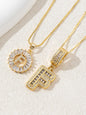 Letter Chain Necklace Set for Women, 26 Pendants with Zirconia Round Floral Design, Sister Matching Gift, Daily Wear Fashion Accessory, Casual Style Necklaces